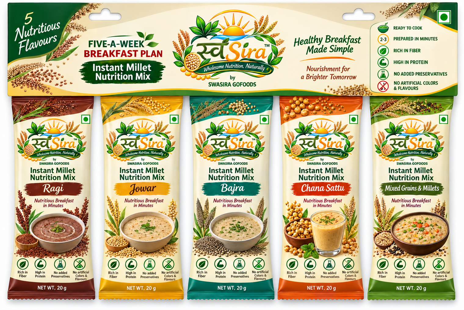 Five instant millet mixes